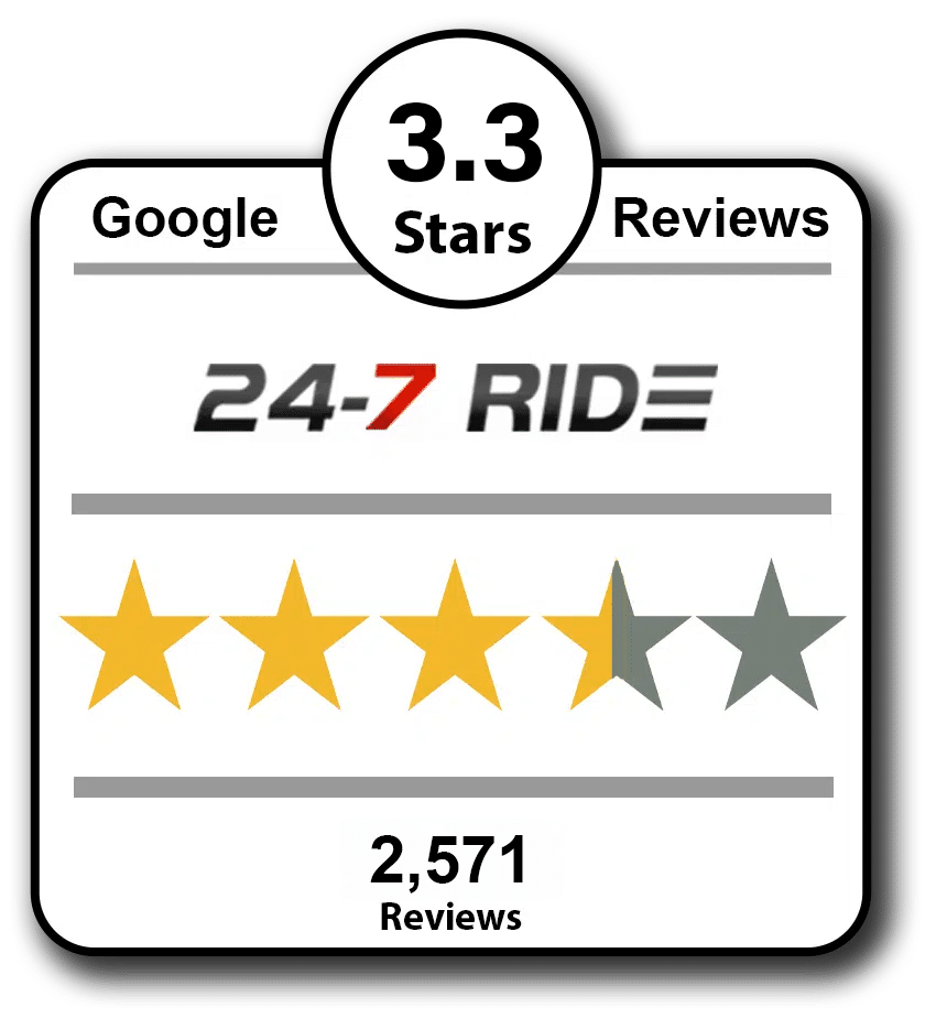 Trust widget featuring 24-7 Ride reviews on Google.