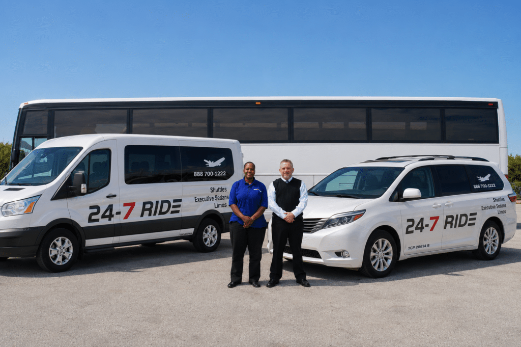 two vans with drivers